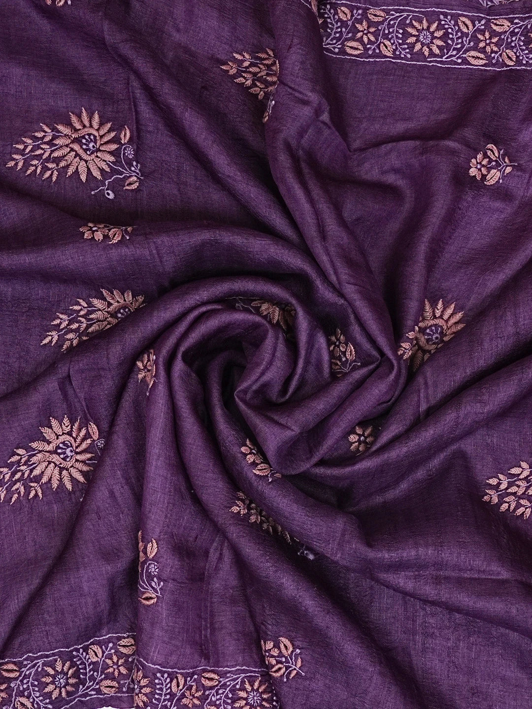 Ada Hand Embroidered Lavender Silk Lucknowi Chikankari Dupatta 01A470293
