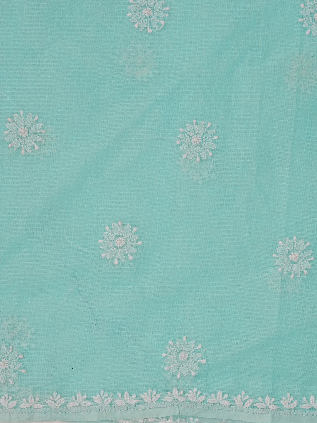 Ada Hand Embroidered Blue Kota Lucknowi Chikankari Unstitched Kurta Dupatta Set 01A548948