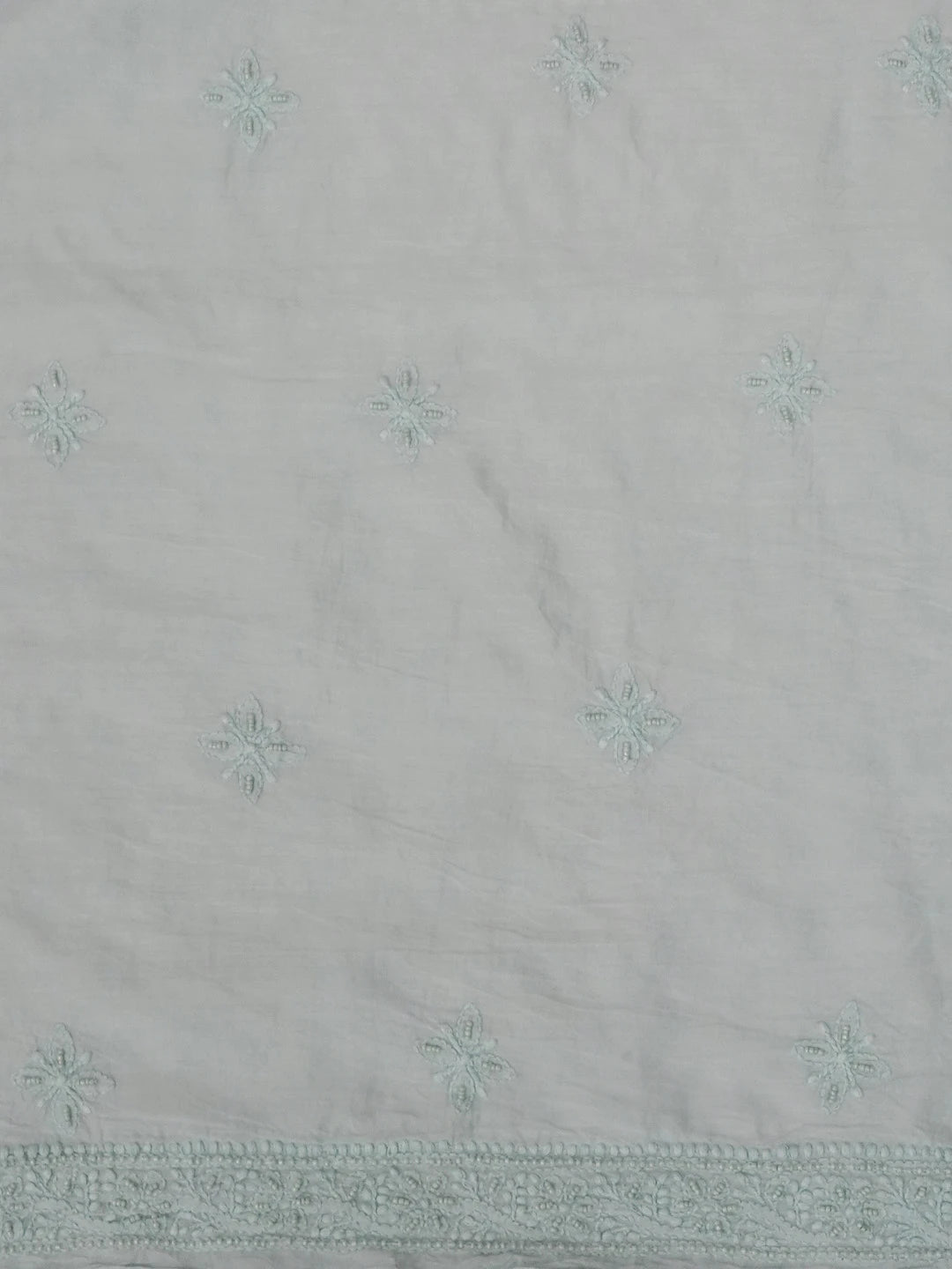 Ada Hand Embroidered Baby Blue Chanderi Lucknowi Chikankari Unstitched Men's Kurta Piece With Sequinned Work 01A516825