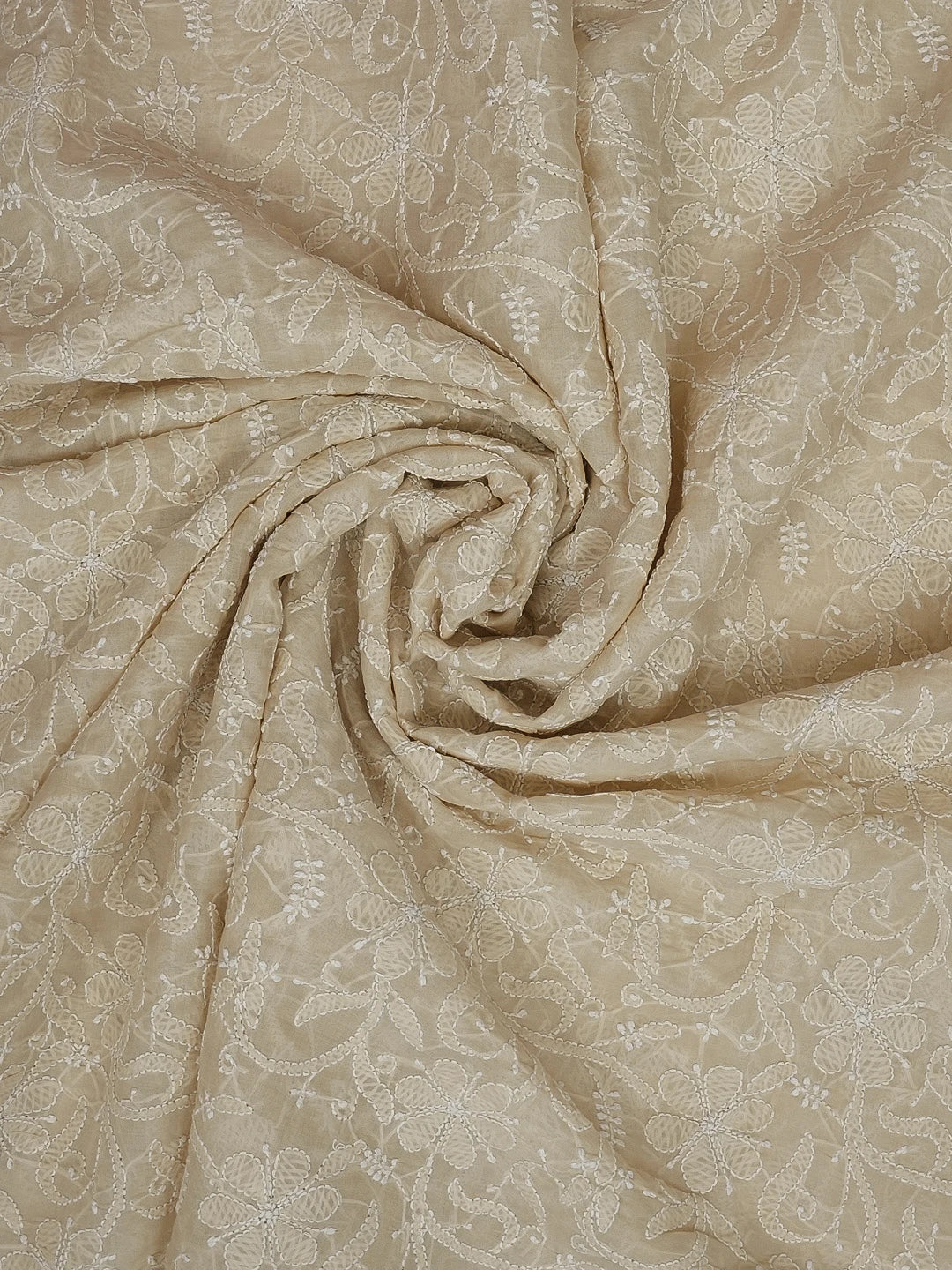 Ada Hand Embroidered Fawn Cotton Lucknowi Chikankari Dupatta 01A562375