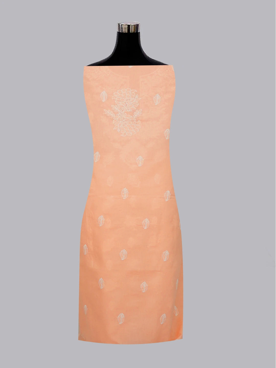 Ada Hand Embroidered Peach Cotton Lucknowi Chikankari Unstitched Suit Set 01A561727