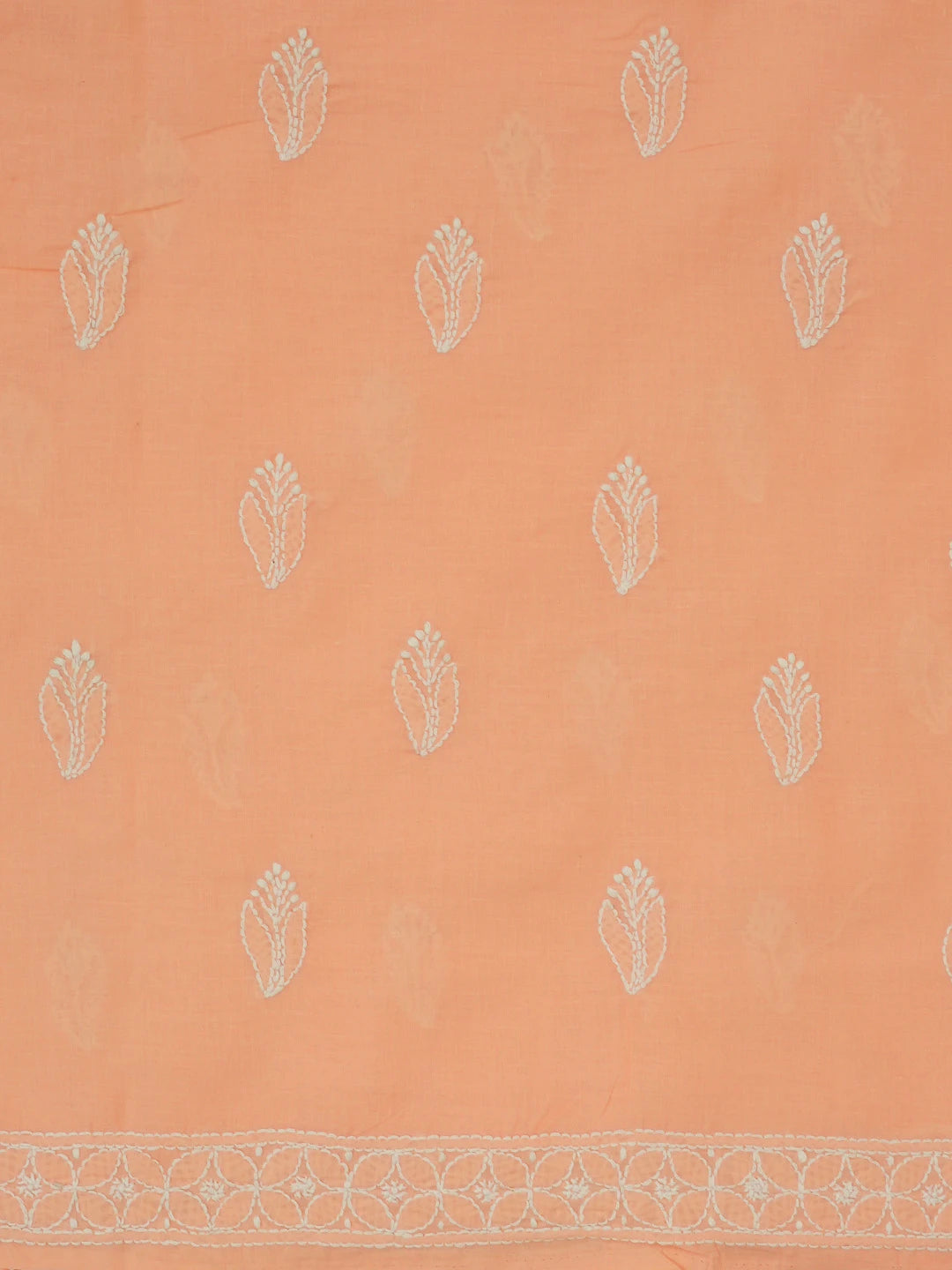 Ada Hand Embroidered Peach Cotton Lucknowi Chikankari Unstitched Suit Set 01A561727