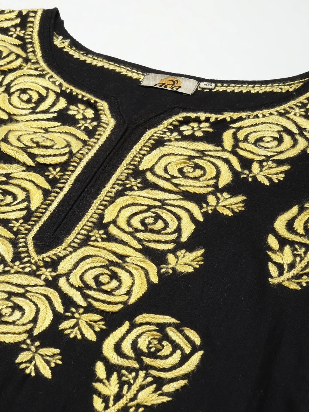 Ada Hand Embroidered Black Cotton Lucknow Chikankari Straight Kurta A411286