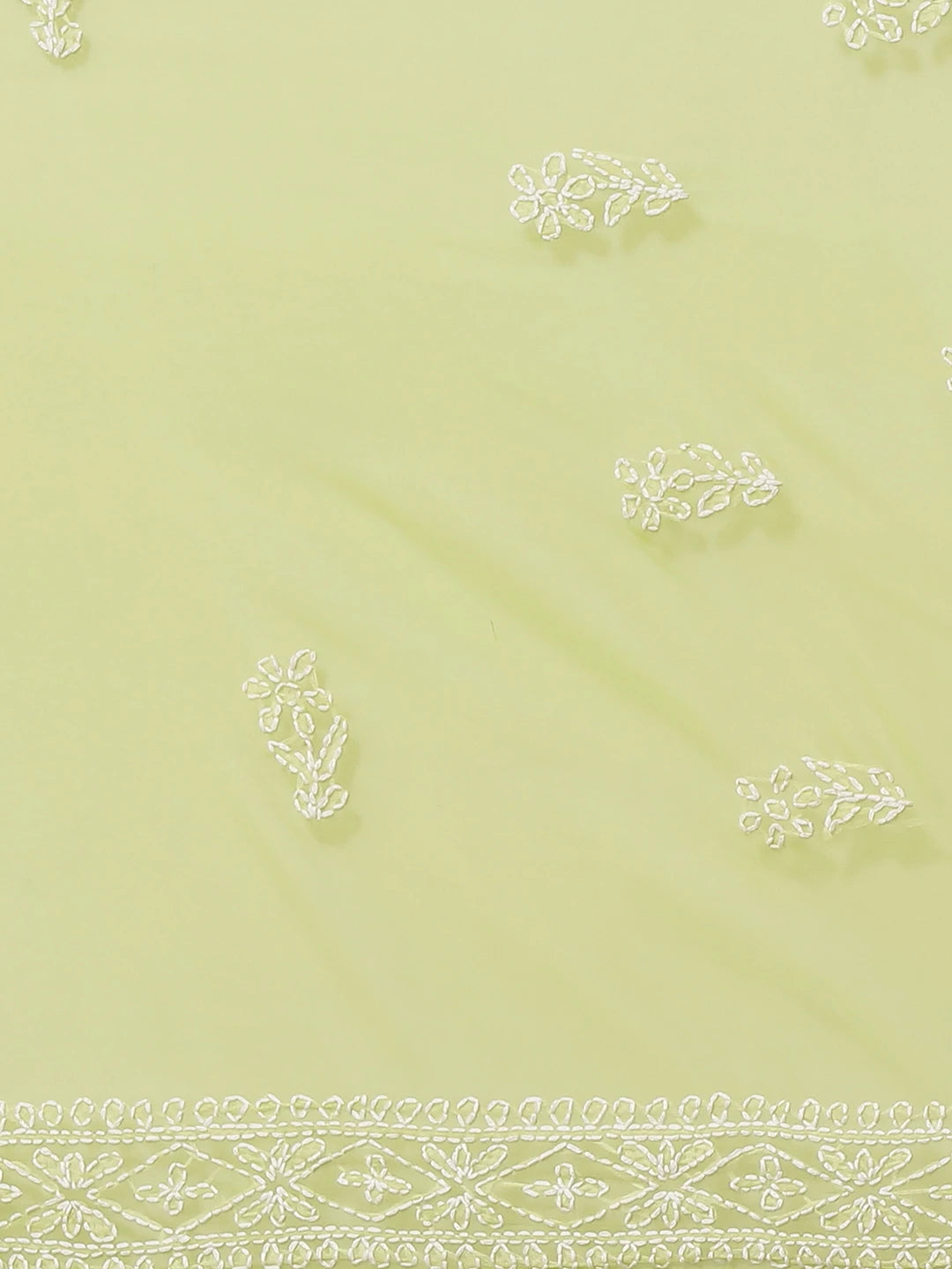 Ada Hand Embroidered Green Georgette Lucknow Chikan Saree With Blouse-A191630
