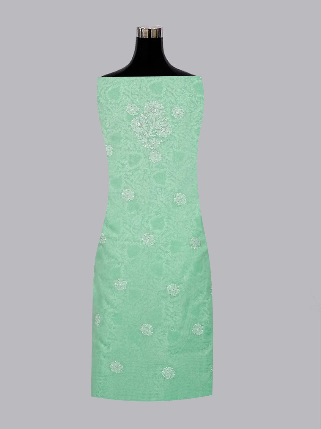 Ada Hand Embroidered Sea Green Cotton Lucknowi Chikankari Unstitched Suit Set 01A569059