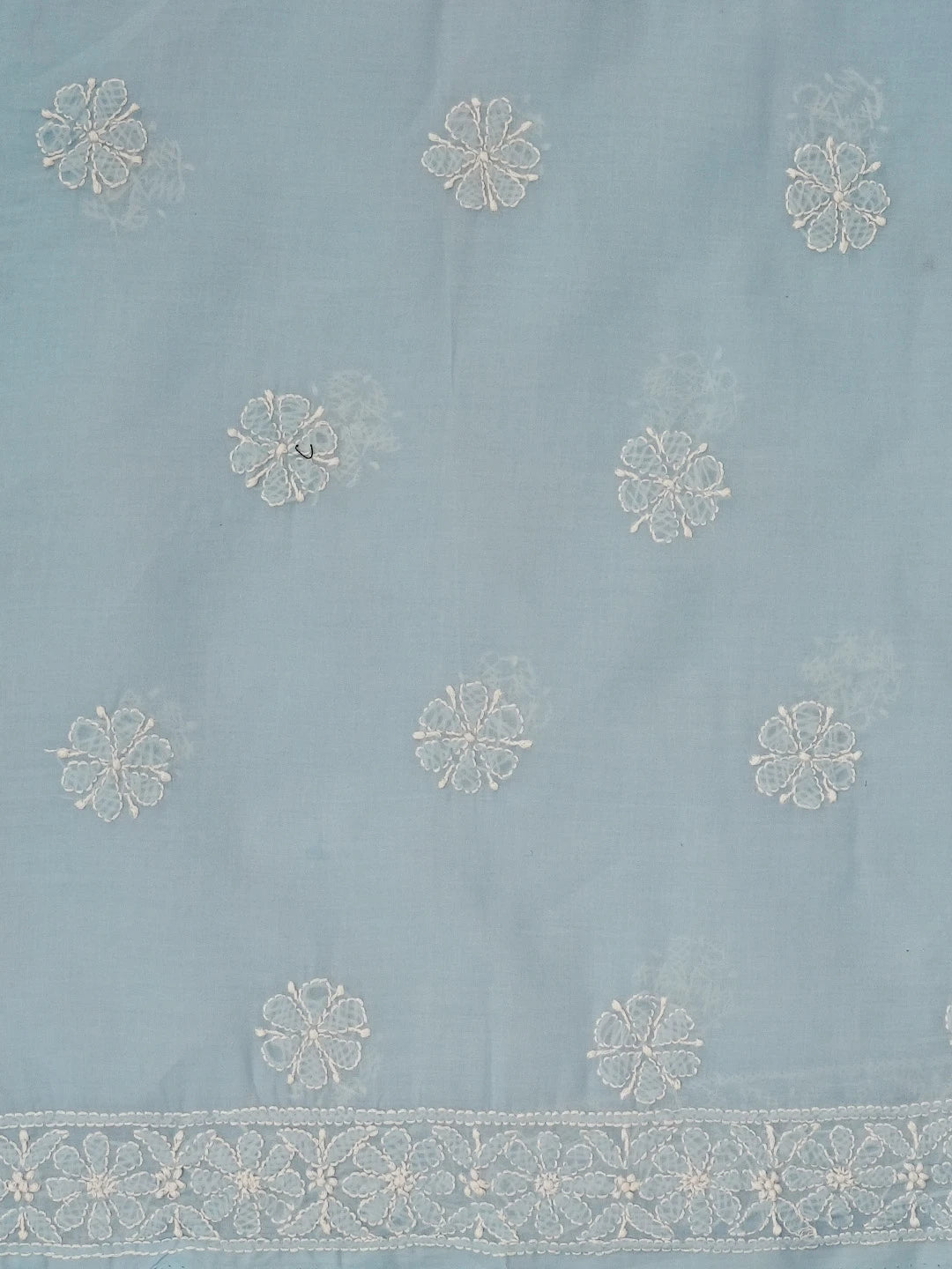 Ada Hand Embroidered Sky Blue Cotton Lucknowi Chikankari Unstitched Suit Set 01A569074