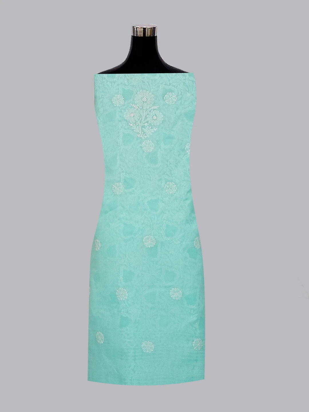 Ada Hand Embroidered Blue Cotton Lucknowi Chikankari Unstitched Suit Set 01A569054