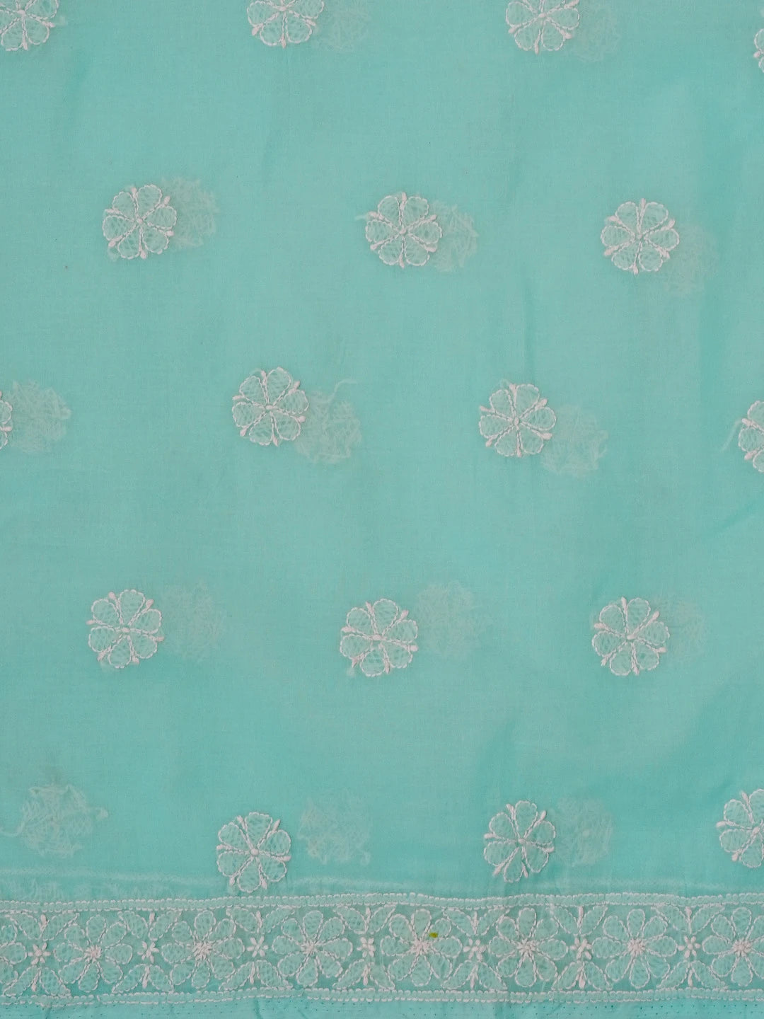 Ada Hand Embroidered Blue Cotton Lucknowi Chikankari Unstitched Suit Set 01A569054