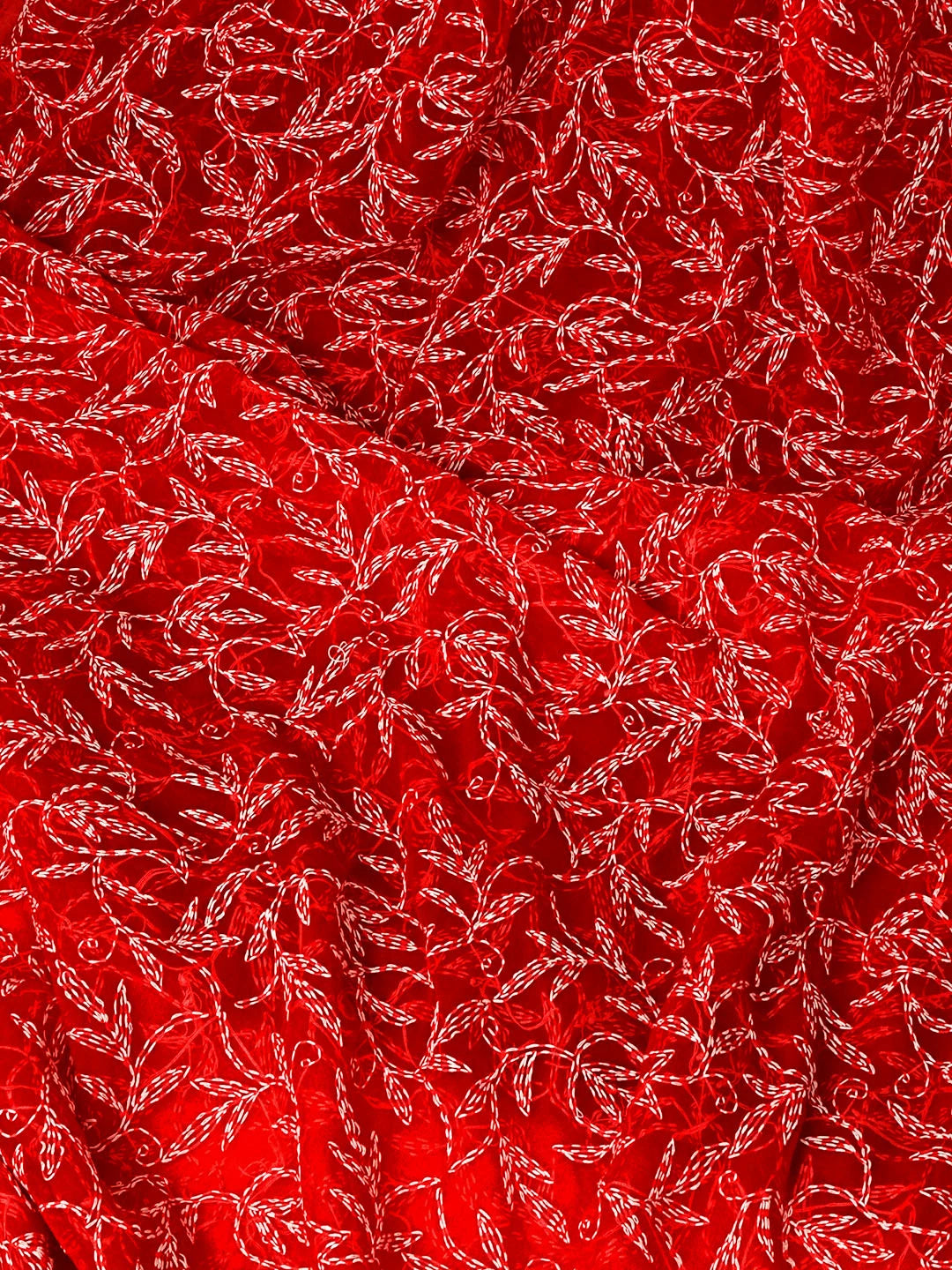 Ada Hand Embroidered Red Georgette Lucknowi Chikankari Saree With Blouse 01A565325