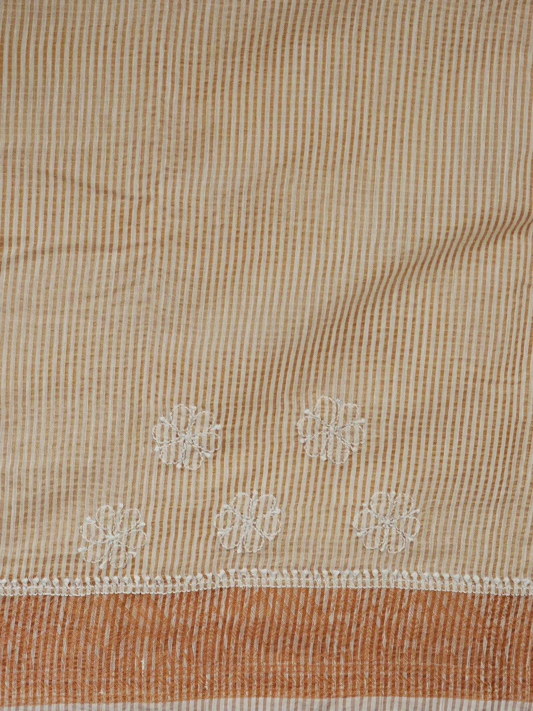 Ada Hand Embroidered Cream Chanderi Lucknowi Chikankari Saree With Blouse 01A555438