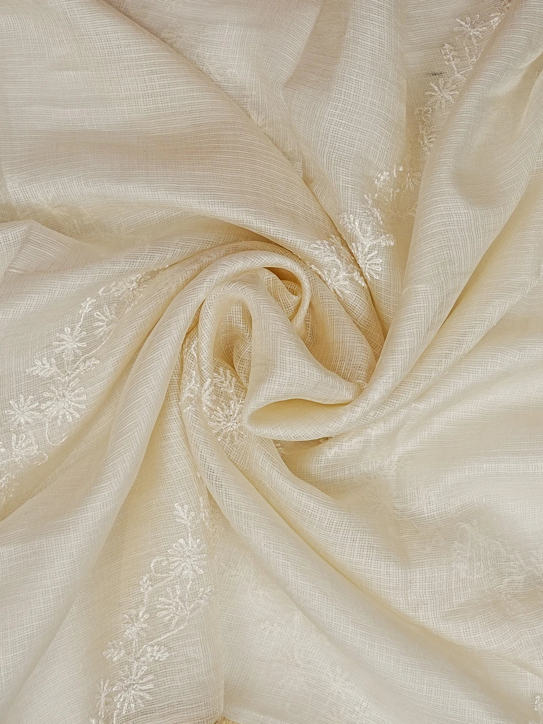 Ada Hand Embroidered Off White Kota Silk Lucknowi Chikankari Dupatta 01A415780