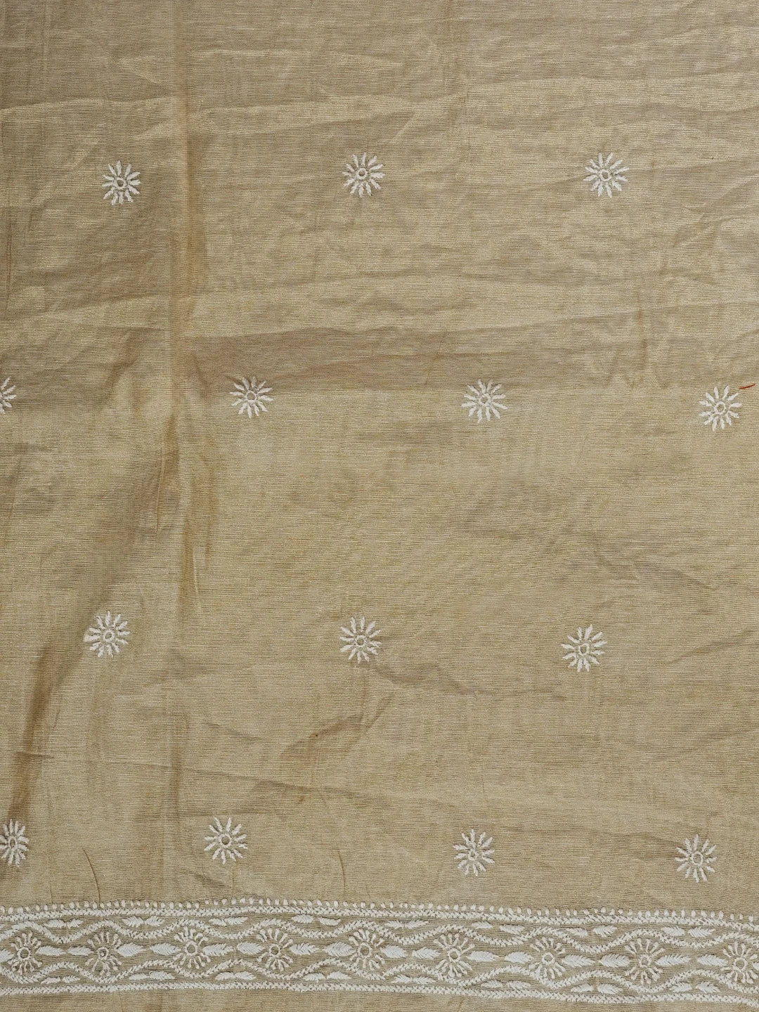 Ada Hand Embroidered Fawn Tissue Lucknowi Chikankari Men's Kurta Piece 01A562212