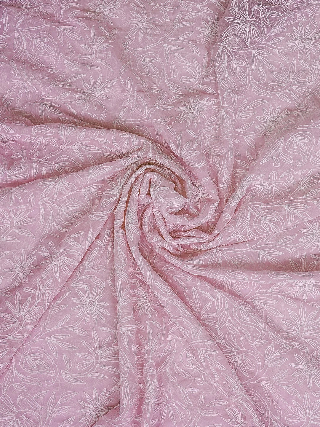 Ada Hand Embroidered Pink Georgette Lucknowi Chikankari Dupatta 01A561649