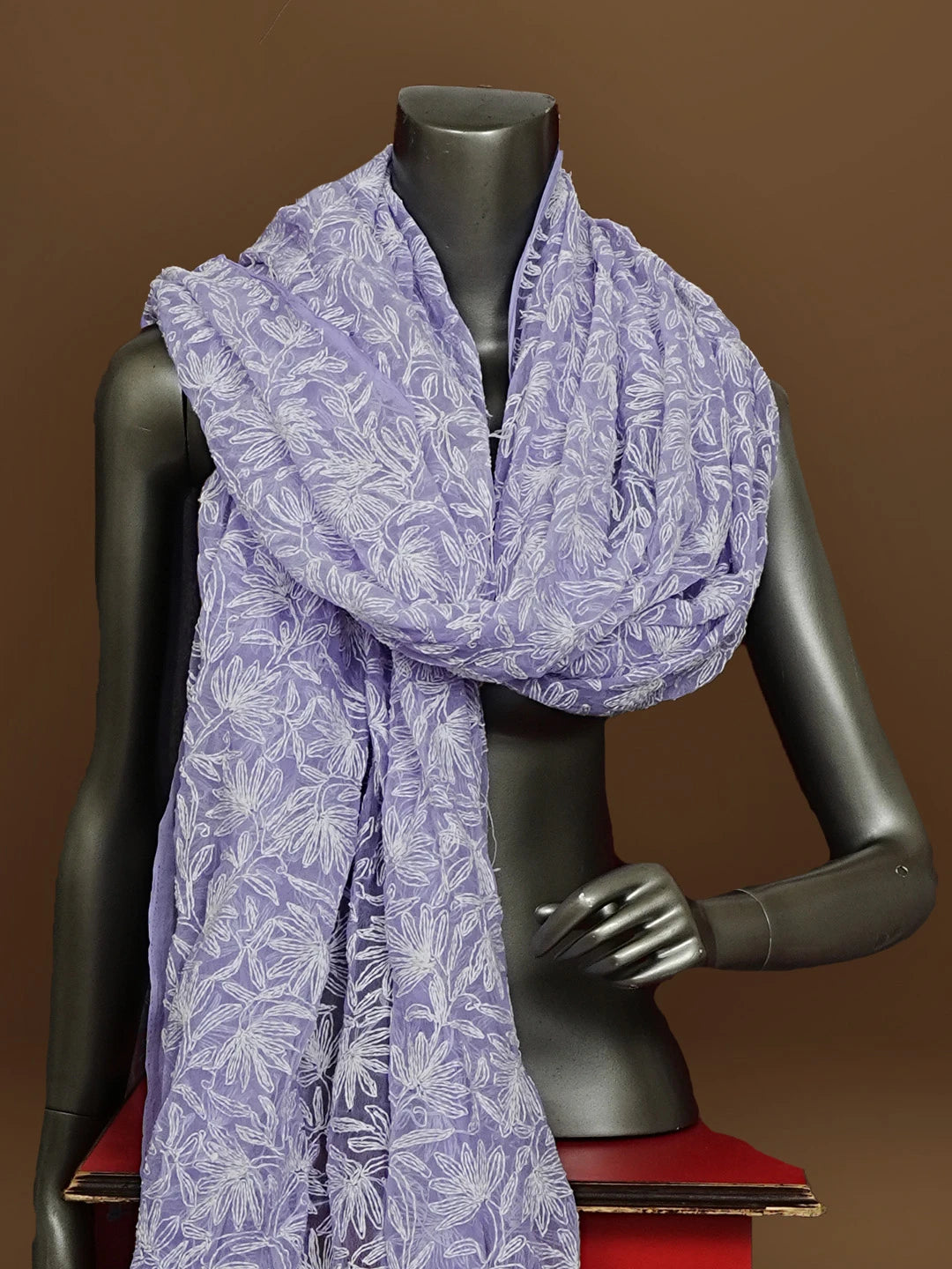 Ada Hand Embroidered Mauve Georgette Lucknowi Chikankari Dupatta 01A561655