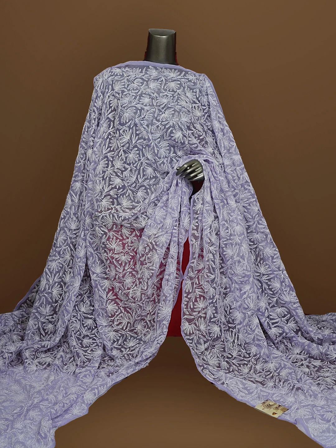 Ada Hand Embroidered Mauve Georgette Lucknowi Chikankari Dupatta 01A561655