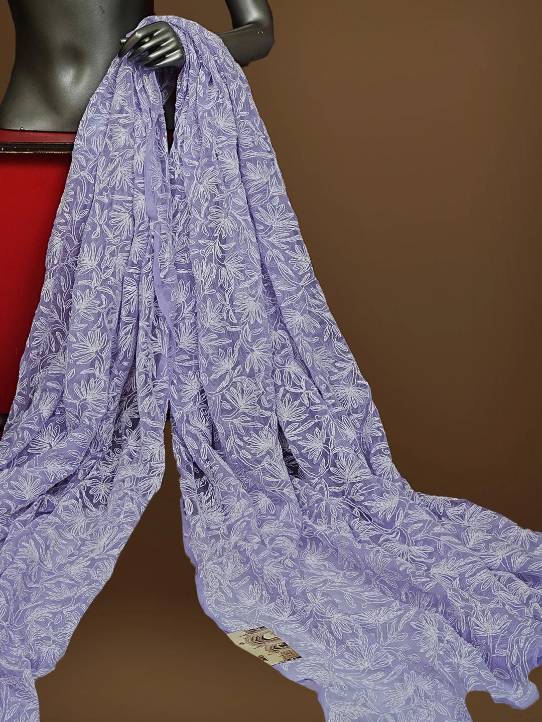 Ada Hand Embroidered Mauve Georgette Lucknowi Chikankari Dupatta 01A561655