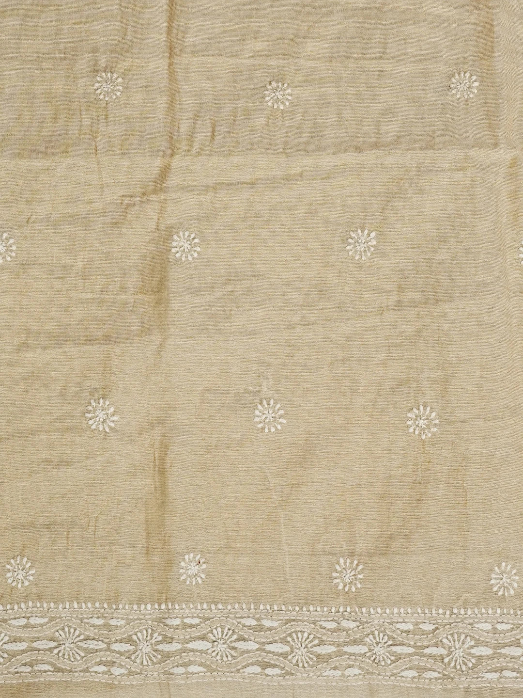 Ada Hand Embroidered Fawn Tissue Lucknowi Chikankari Men's Kurta Piece 01A562222