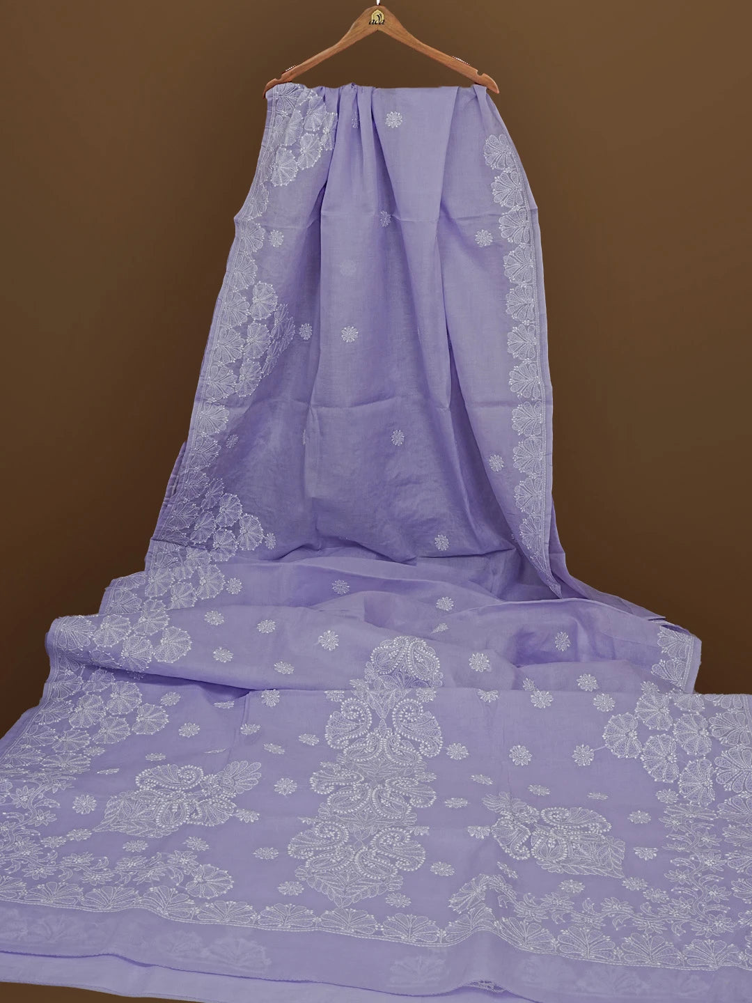 Ada Hand Embroidered Mauve Cotton Lucknowi Chikankari Saree With Blouse 01A565039