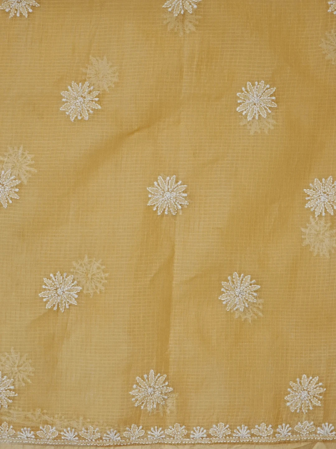 Ada Hand Embroidered Fawn Kota Lucknowi Chikankari Unstitched Kurta Dupatta Set 01A548933