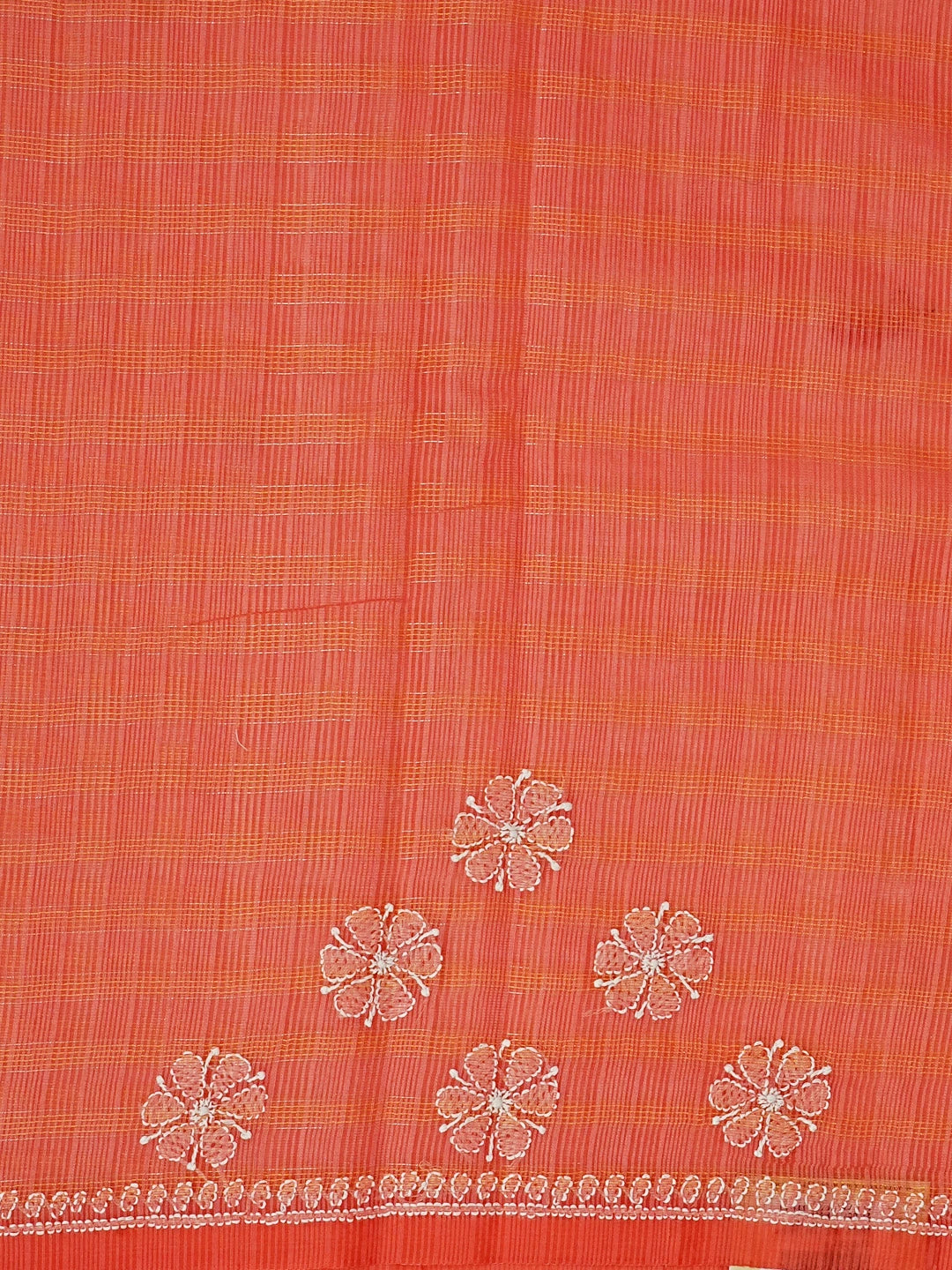 Ada Hand Embroidered Peach Pink Super Net Lucknowi Chikankari Saree With Blouse 01A572014