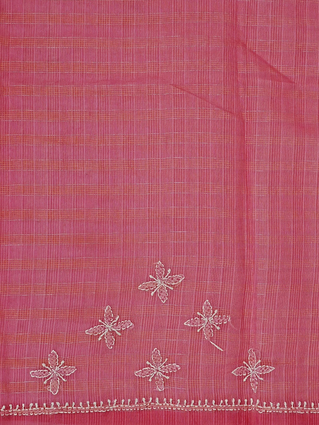 Ada Hand Embroidered Pink Super Net Lucknowi Chikankari Saree With Blouse 01A572007