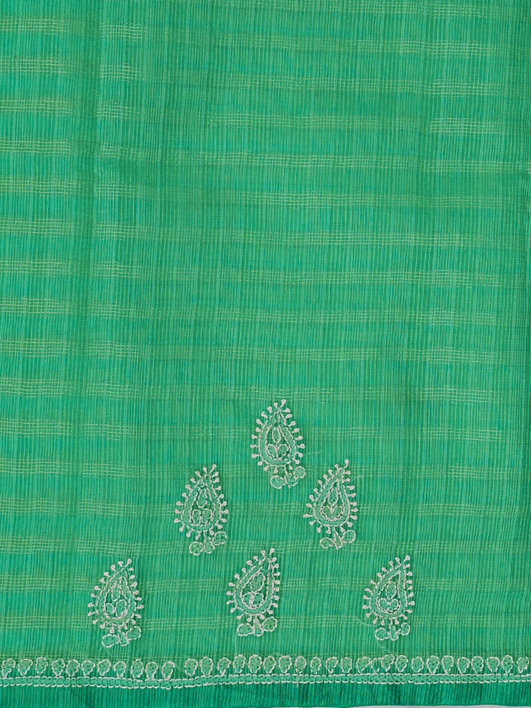 Ada Hand Embroidered Green Super Net Lucknowi Chikankari Saree With Blouse 01A571997