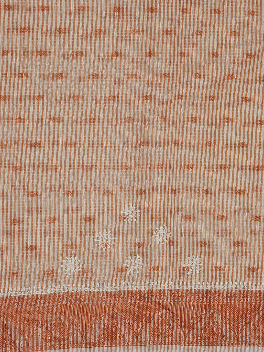 Ada Hand Embroidered White Chanderi Lucknowi Chikankari Saree With Blouse 01A572059
