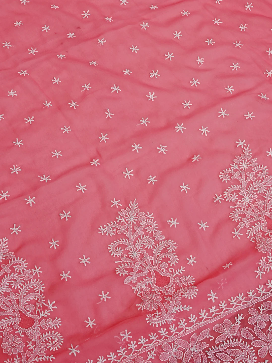 Ada Hand Embroidered Pink Georgette Lucknowi Chikankari Saree With Blouse 01A572479