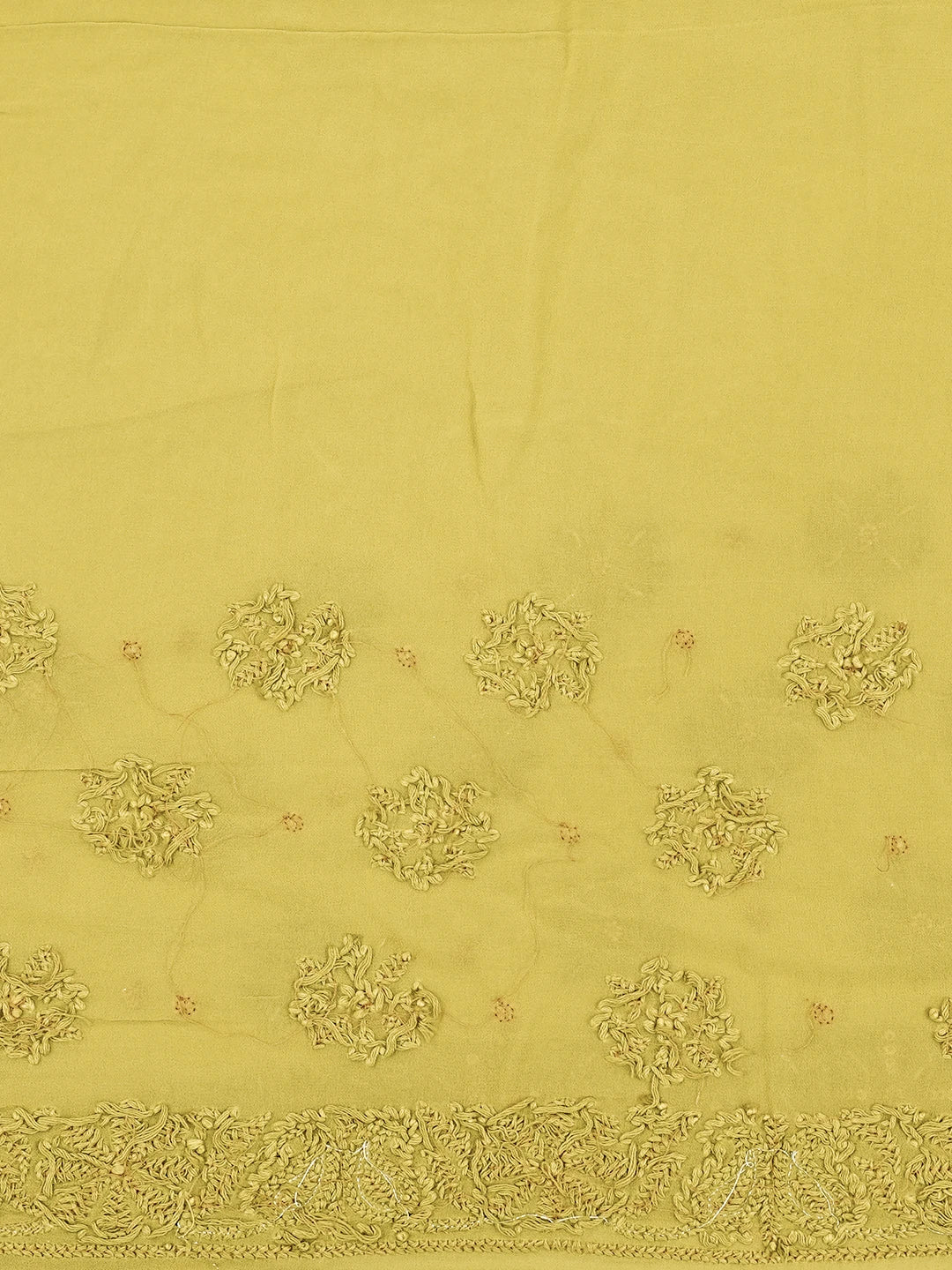Ada Hand Embroidered Mehndi Green Viscose Georgette Lucknowi Chikankari Saree With Blouse And Sequinned Work 01A454380