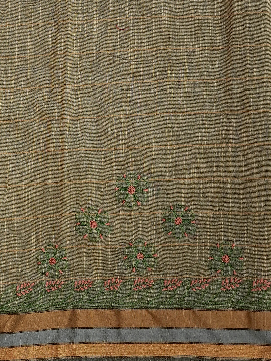 Ada Hand Embroidered Wine Kota Chanderi Lucknowi Chikankari Saree With Blouse 01A572709