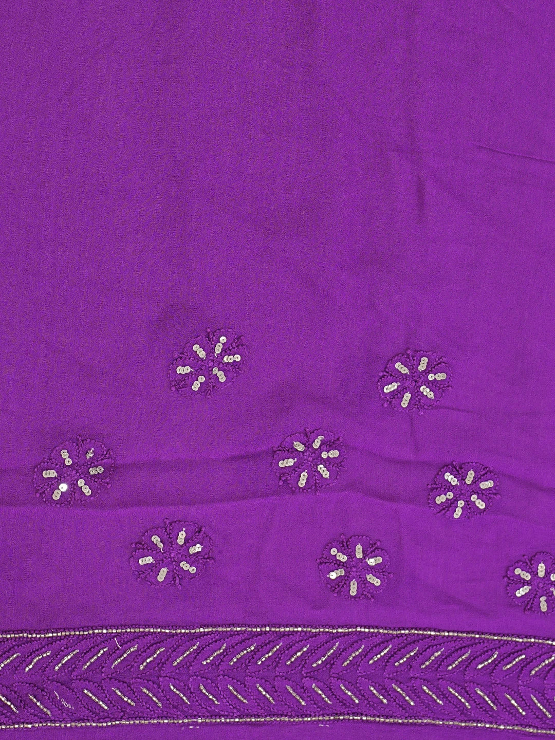 Ada Hand Embroidered Purple Viscose Georgette Lucknowi Chikankari Saree With Blouse And Cutdana Work 01A405978