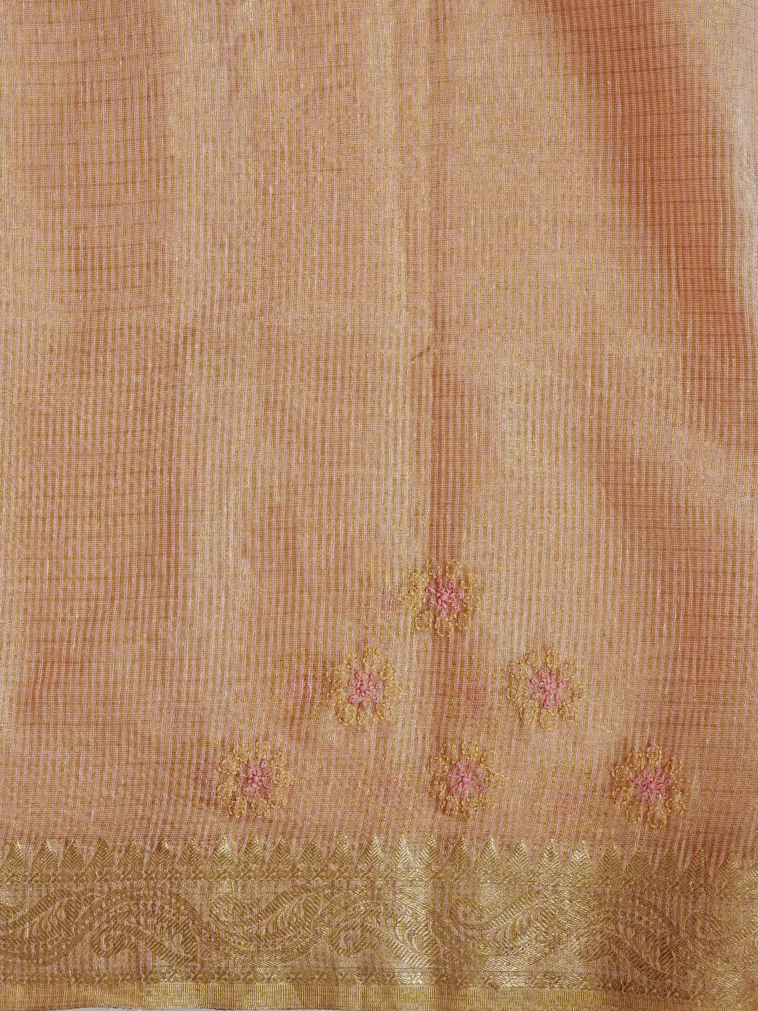 Ada Hand Embroidered Onion Pink Tissue Lucknowi Chikankari Saree With Blouse 01A572094