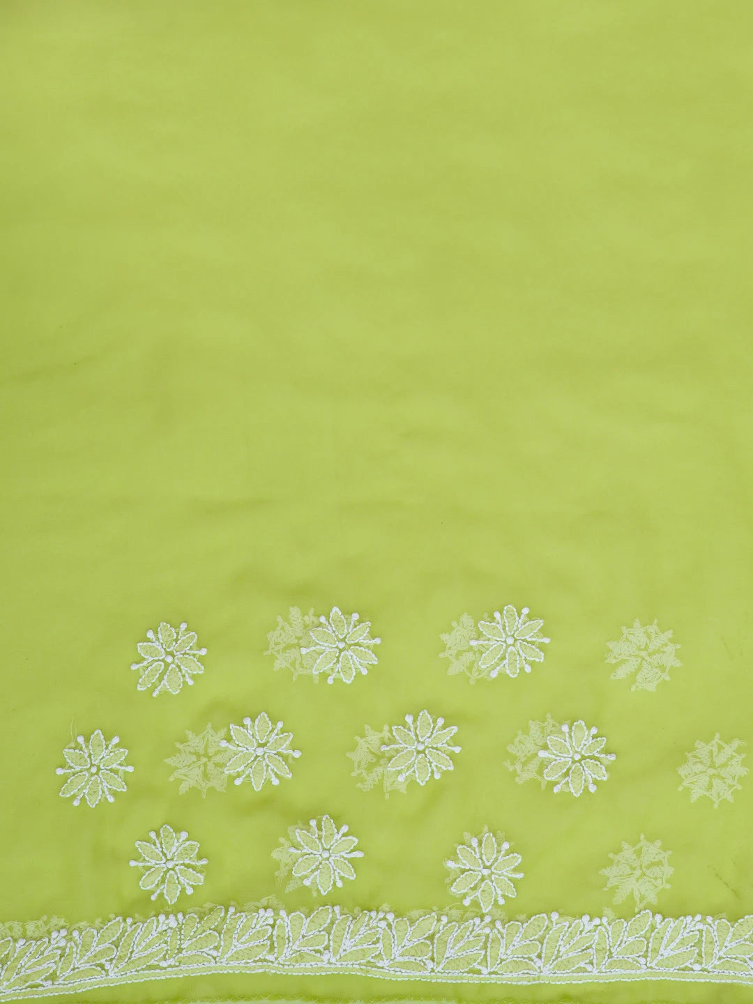 Ada Hand Embroidered Green Georgrtte Lucknowi Chikankari Saree With Blouse 01A572469