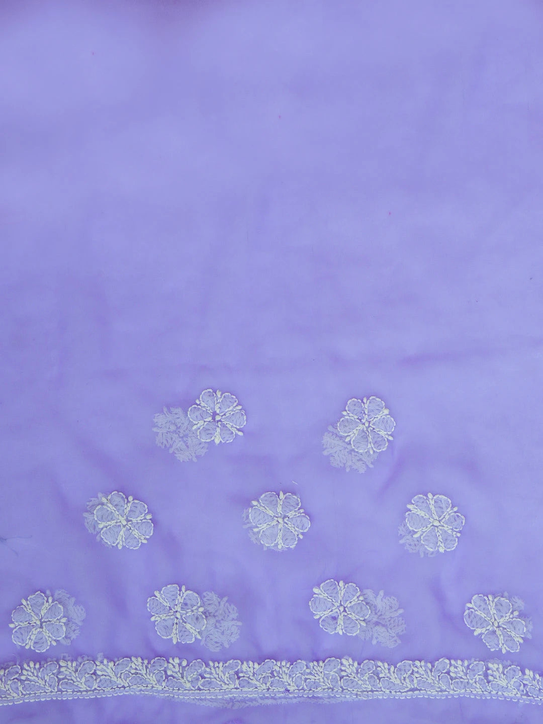 Ada Hand Embroidered Mauve Georgette Lucknowi Chikankari Saree With Blouse 01A572495