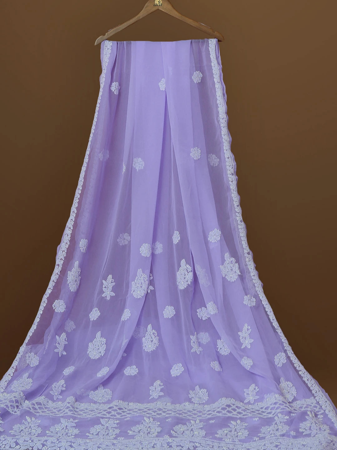 Ada Hand Embroidered Mauve Georgette Lucknowi Chikankari Saree With Blouse 01A572495