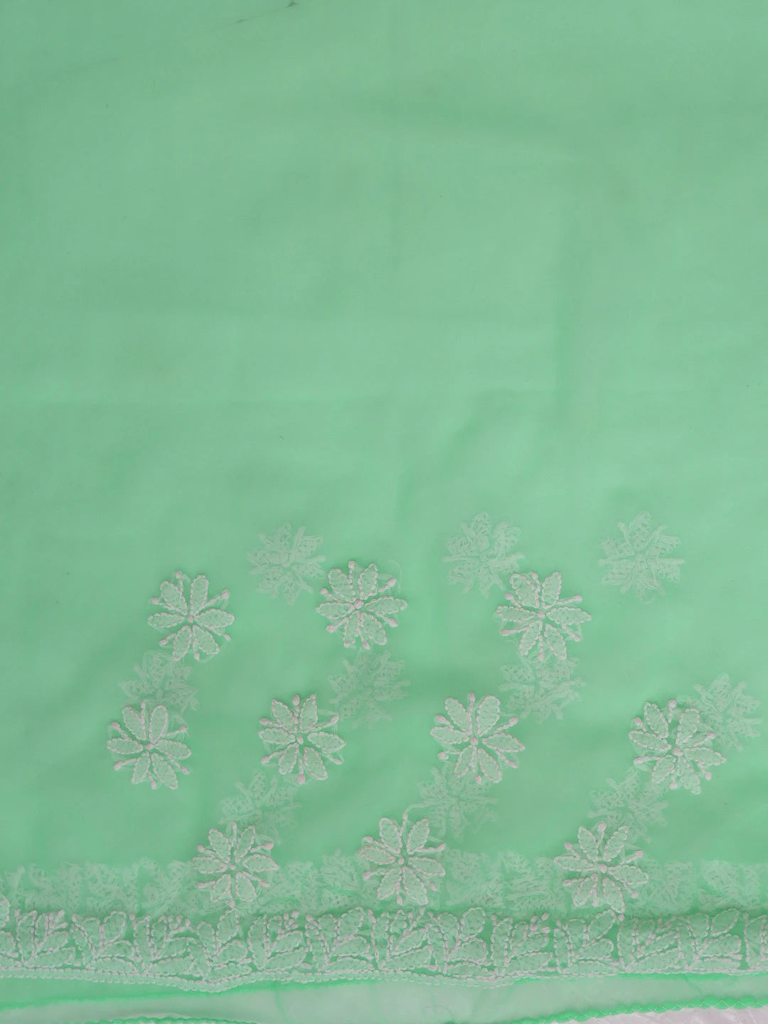 Ada Hand Embroidered Sea Green Georgette Lucknowi Chikankari Saree With Blouse 01A572468