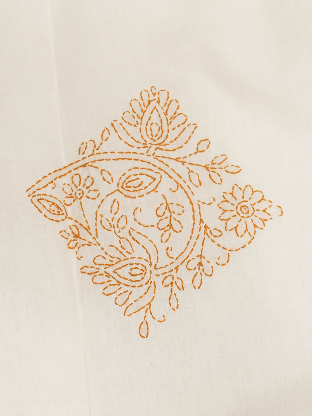 Ada Hand Embroidered White Cotton Lucknowi Chikankari Bed Sheet With Pillow Cover Set 01A535281