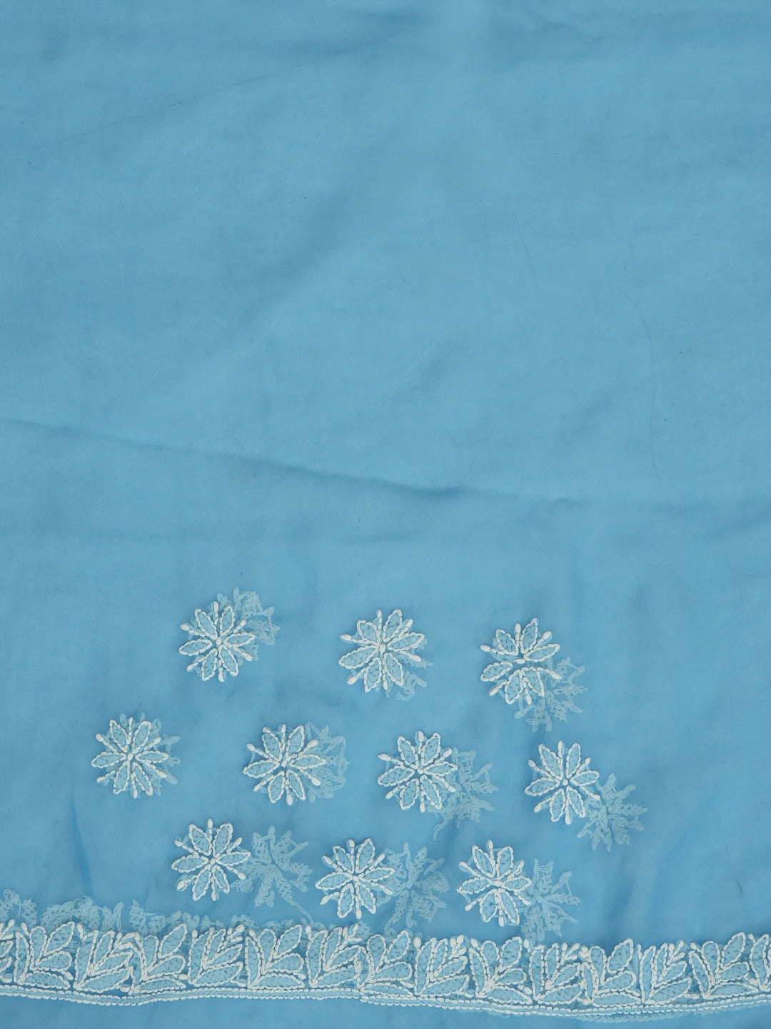 Ada Hand Embroidered Blue Georgette Lucknowi Chikankari Saree With Blouse 01A572466