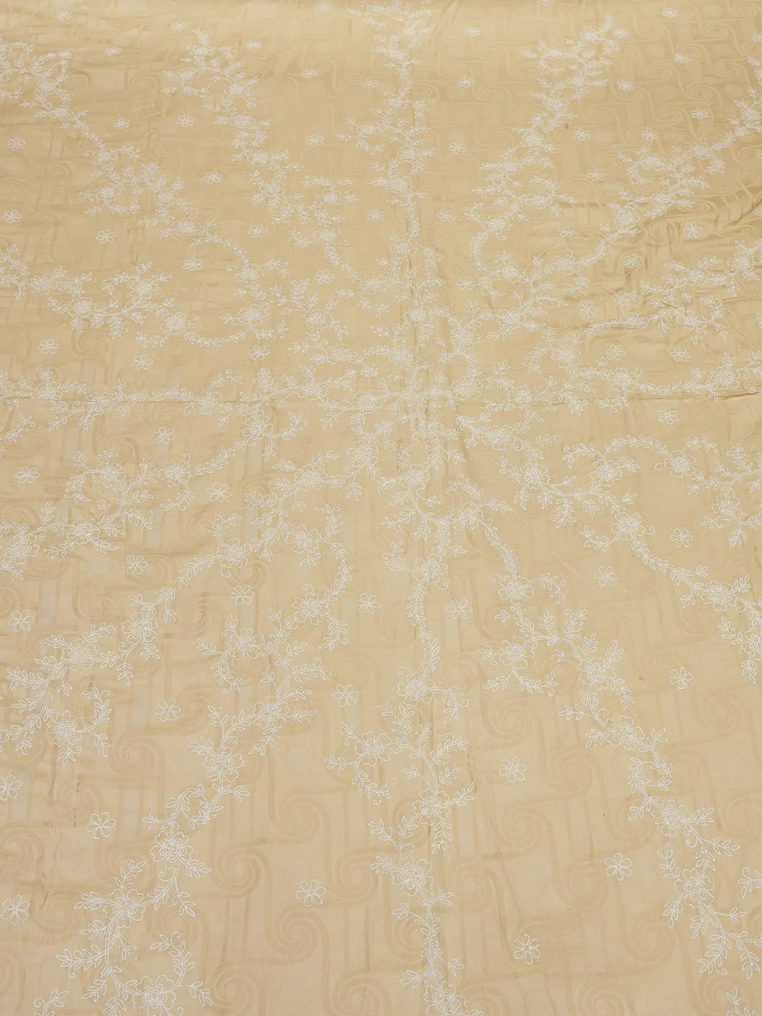 Ada Hand Embroidered Fawn Cotton Lucknowi Chikankari Bed Sheet With Pillow Cover Set 01A359716