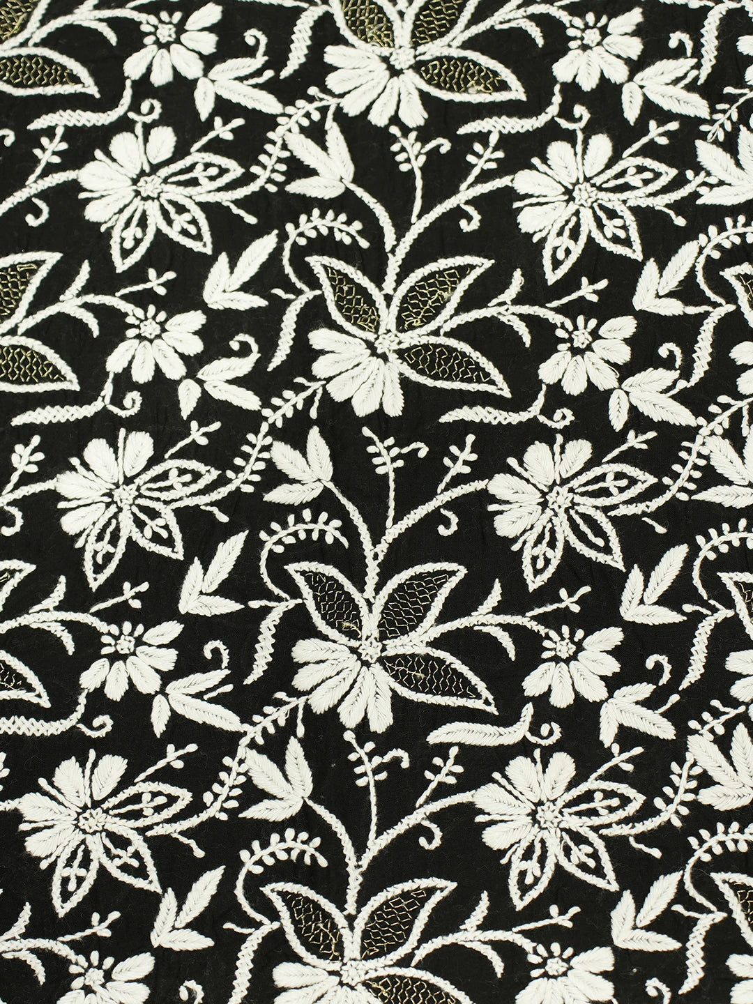 Ada Hand Embroidered Black Cotton Lucknowi Chikankari Cushion Cover With Zari Work 01A527335
