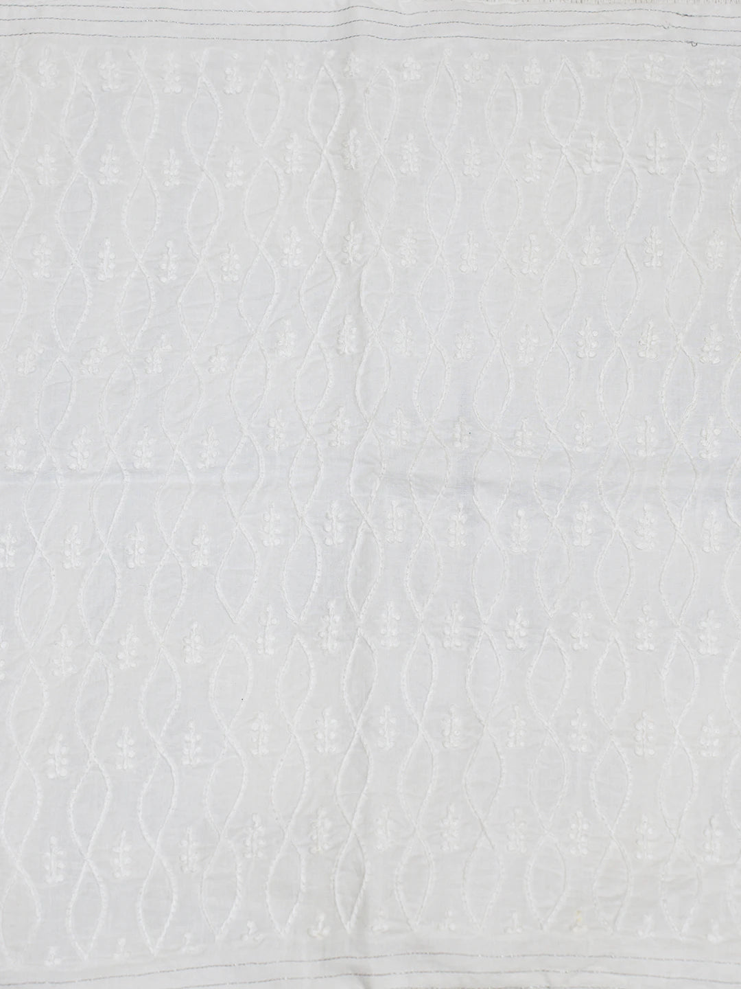 Ada Hand Embroidered White Cotton Lucknowi Chikankari Cushion Cover 01A501331