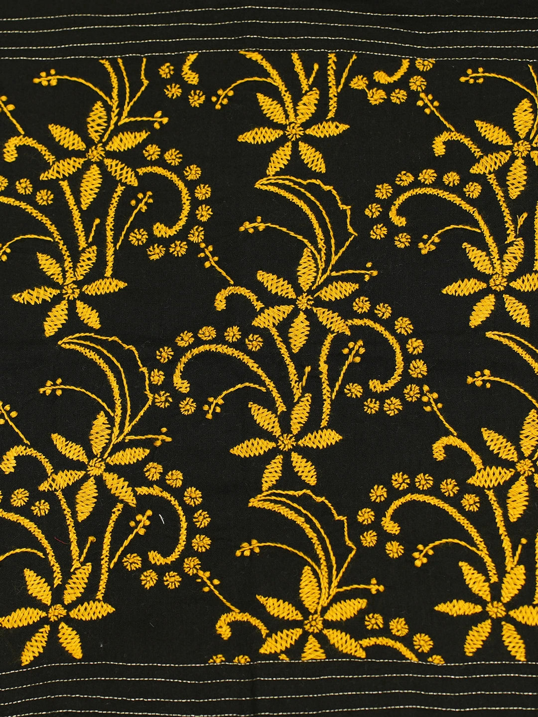 Ada Hand Embroidered Black Cotton Lucknowi Chikankari Cushion Cover With Zari Work 01A251404