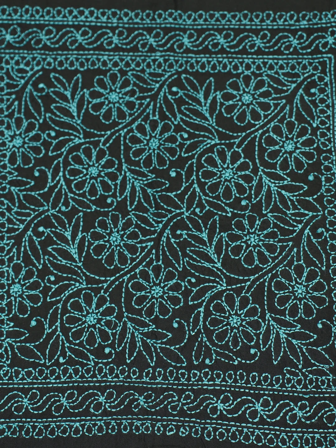 Ada Hand Embroidered Black Cotton Lucknowi Chikankari Cushion Cover 01A449726