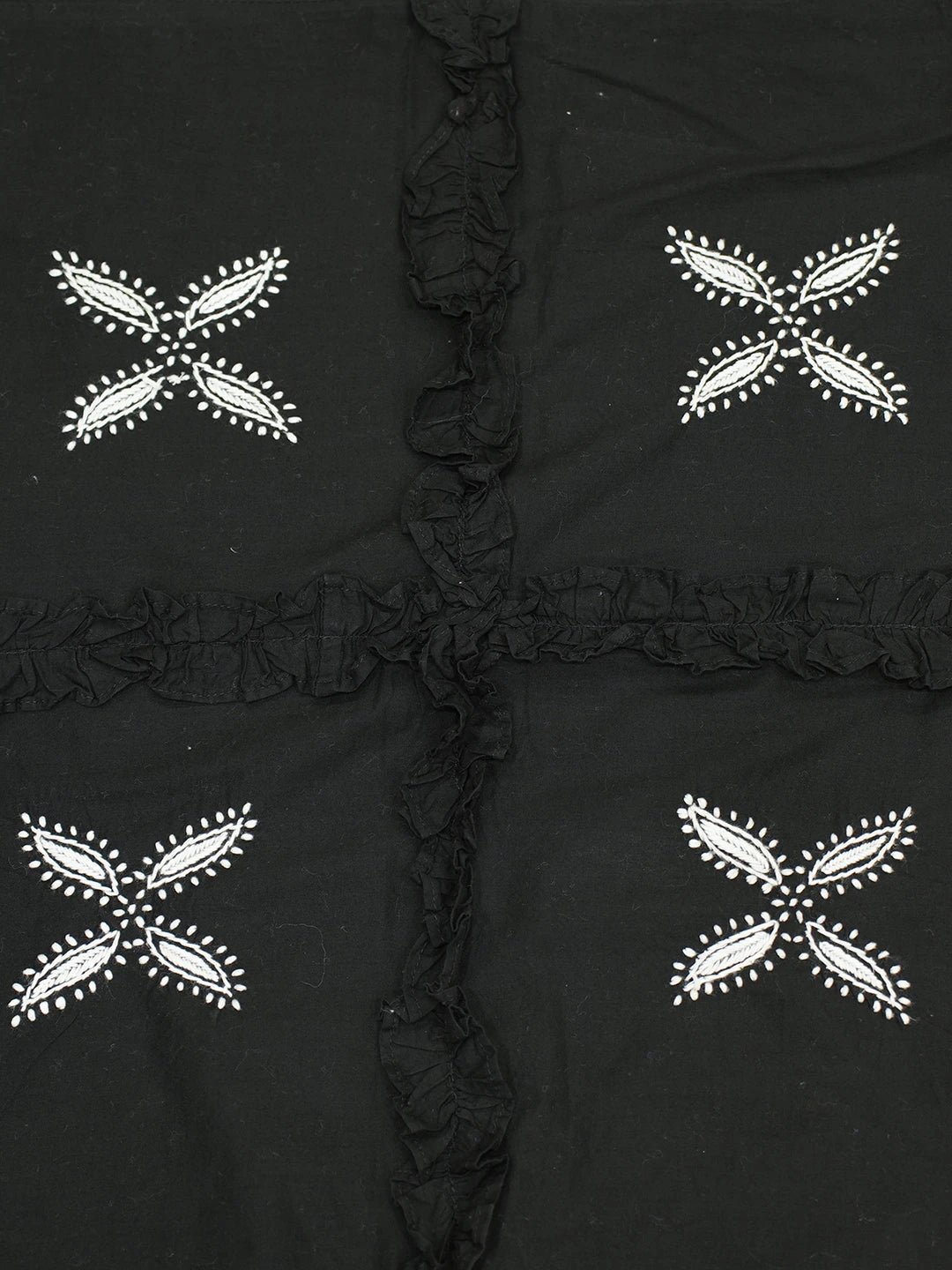 Ada Hand Embroidered Black Cotton Lucknowi Chikankari Cushion Cover 01A540378