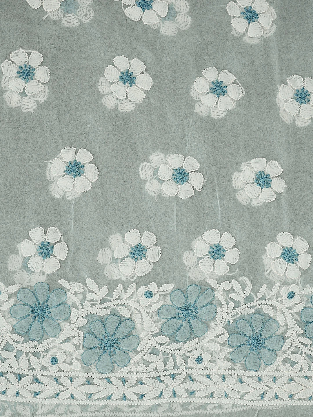 Ada Hand Embroidered Light Sky Blue Faux Georgette Lucknowi Chikankari Unstitched Suit Piece 01A545506