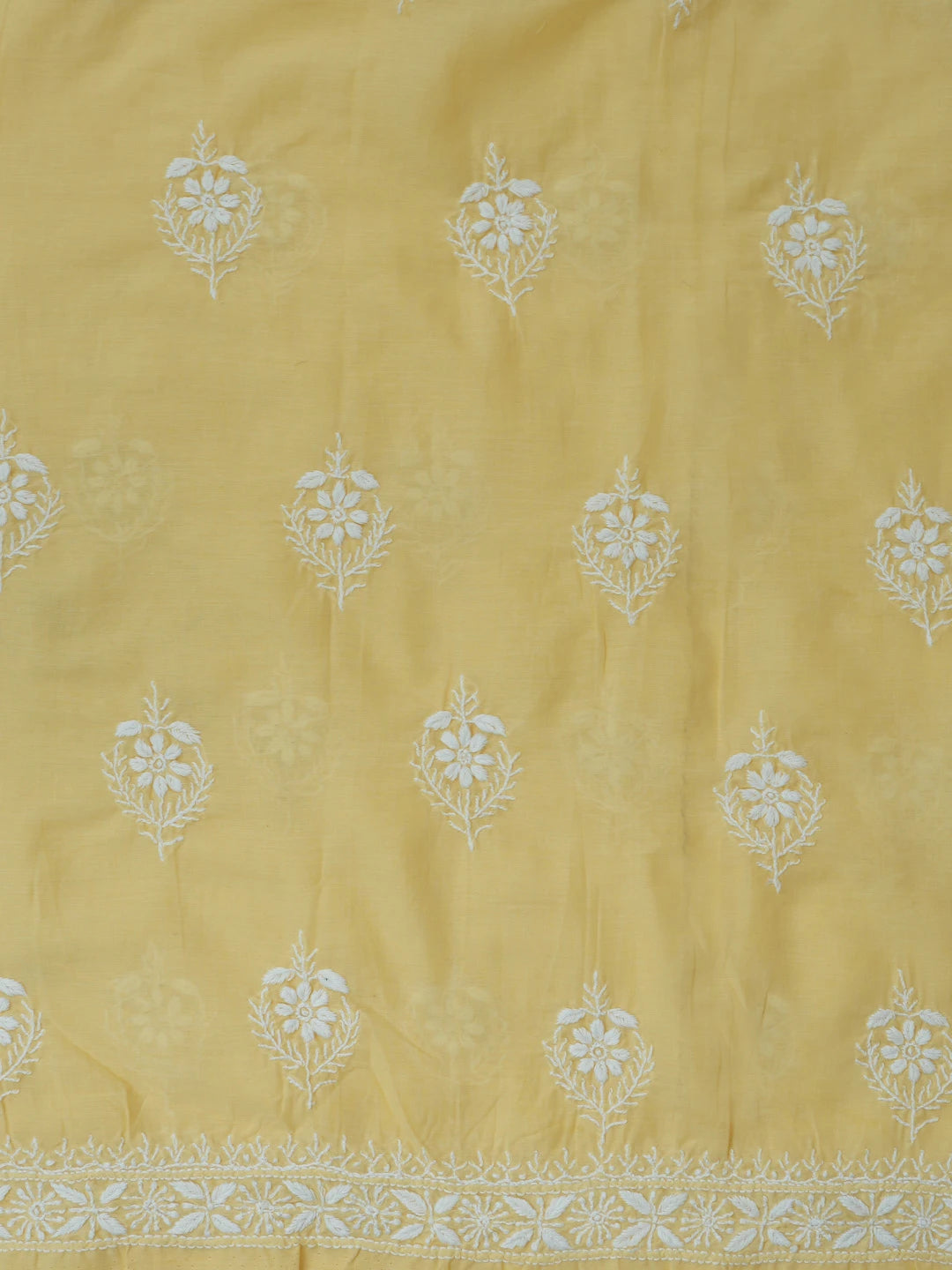 Ada Hand Embroidered Beige Cotton Lucknowi Chikankari Unstitched Suit Piece With Cutdana Work 01A574157