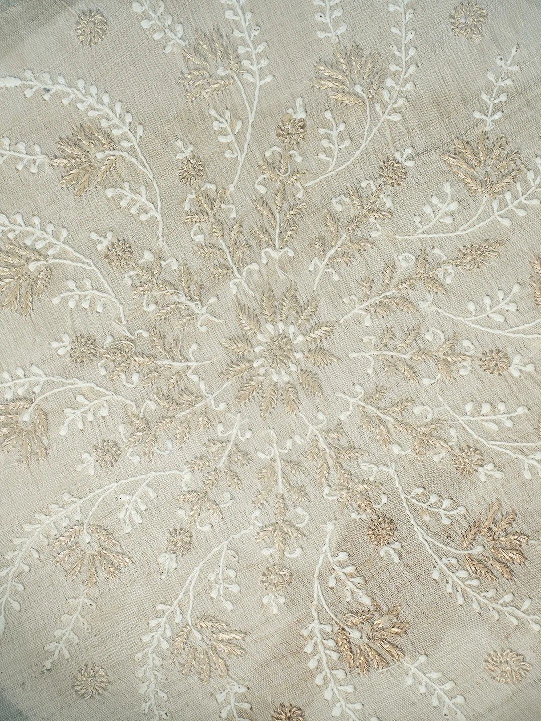 Ada Hand Embroidered Fawn Silk Lucknowi Chikankari Tray With Zari Work 01A565212