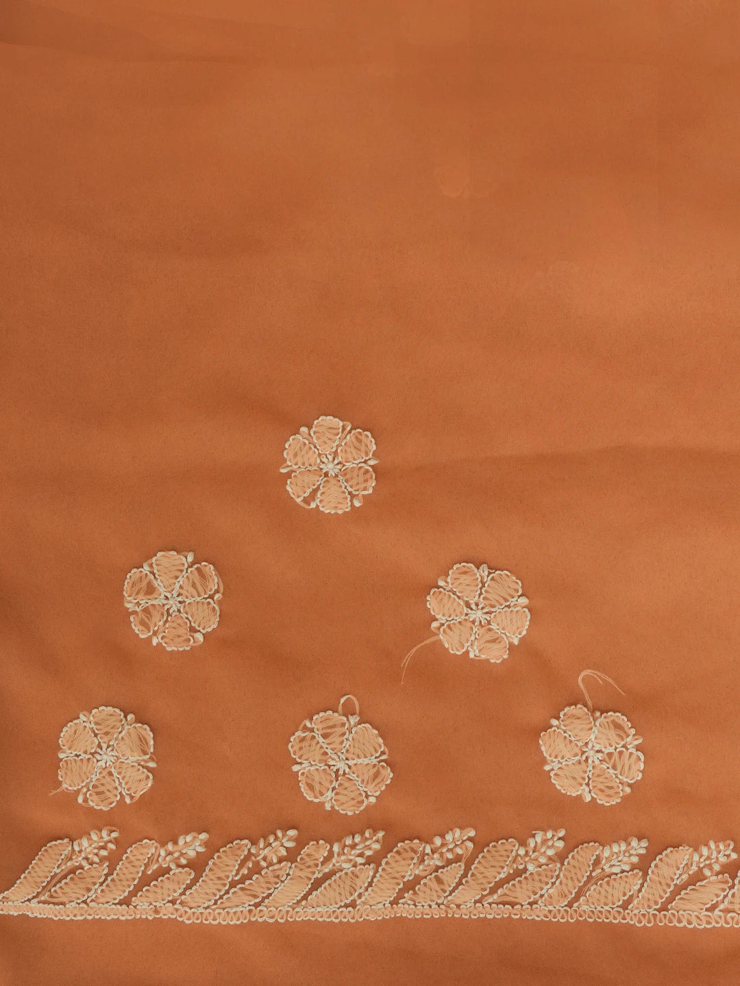 Ada Hand Embroidered Peach Georgette Lucknowi Chikankari Saree With Blouse 01A571951