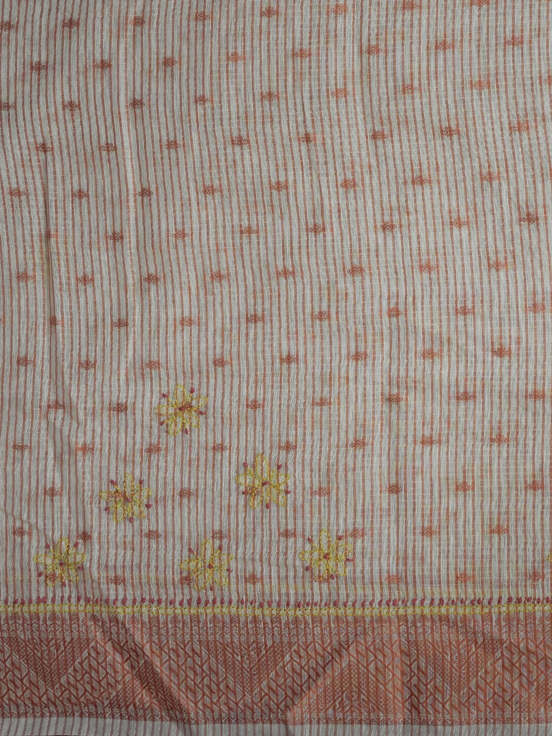 Ada Hand Embroidered White Chanderi Lucknowi Chikankari Saree With Blouse 01A572056
