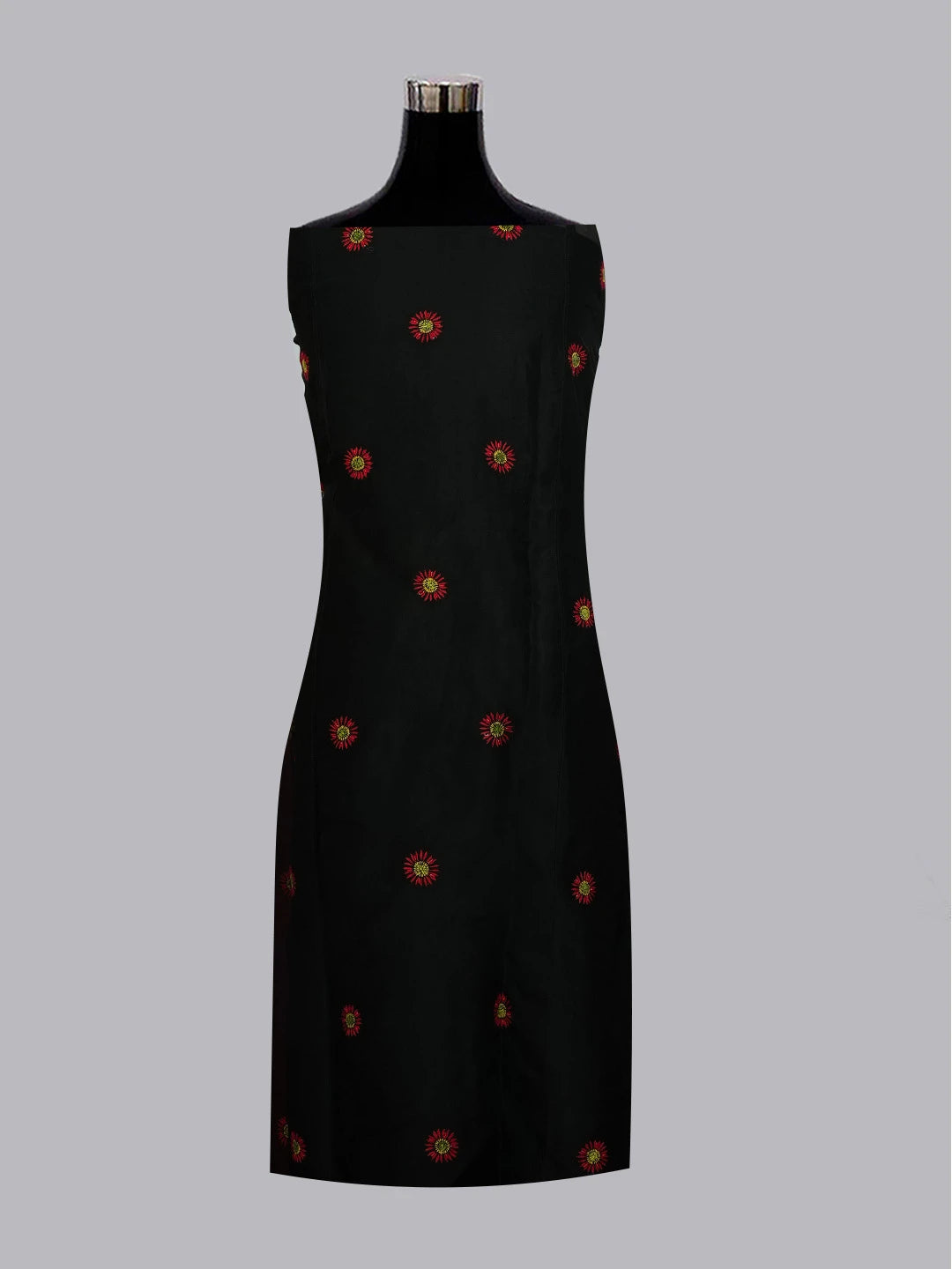 Ada Hand Embroidered Black Organza Lucknowi Chikankari Unstitched Kurta Dupatta Set With Parsi Work 01A566335